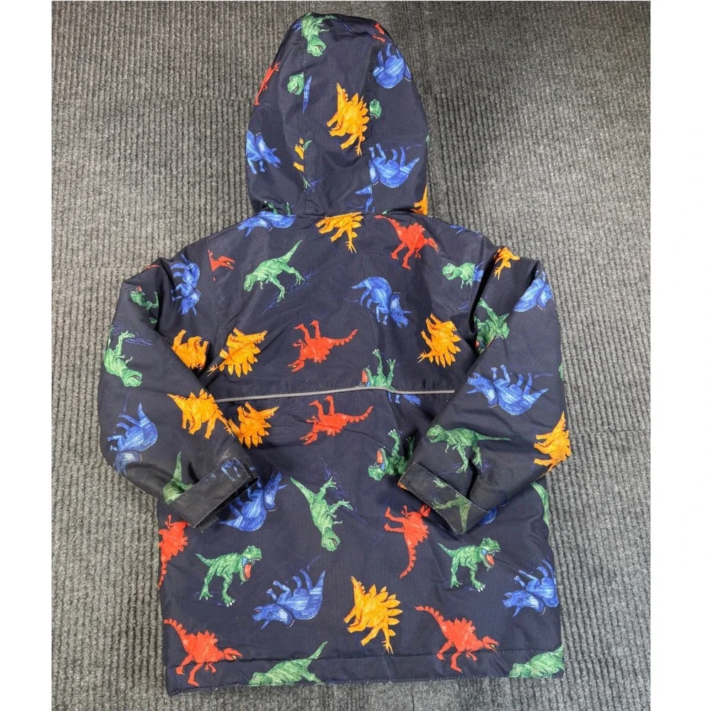 The Childrens Place Boys 5T Dinosaur Puffer Jacket Navy Blue Hooded Coat
